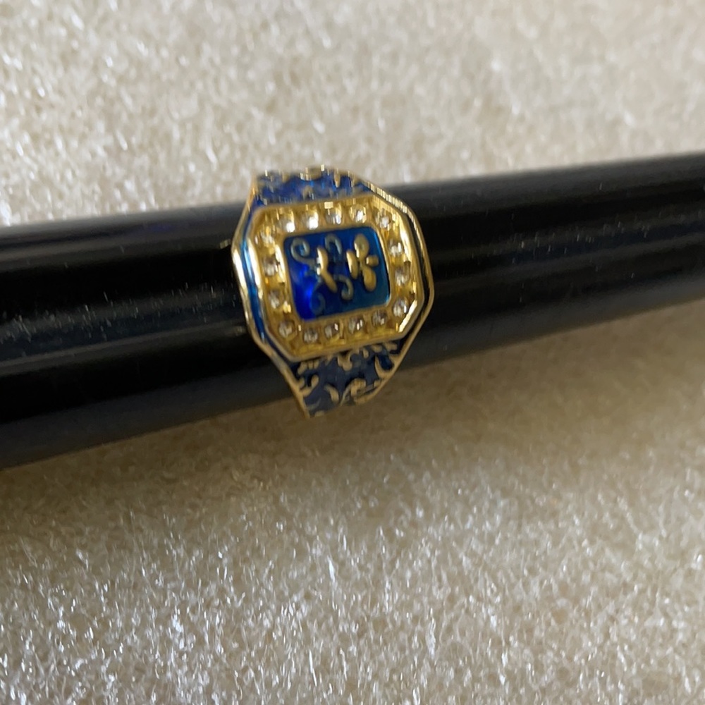 Enamel and CZ ring - Picture 3 of 4